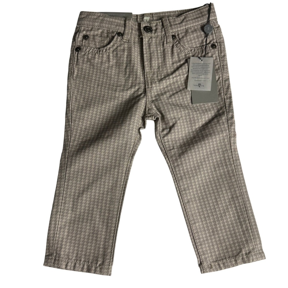 7 For All Mankind The Straight Houndstooth Pants Mushroom Baby Toddler 12M NEW